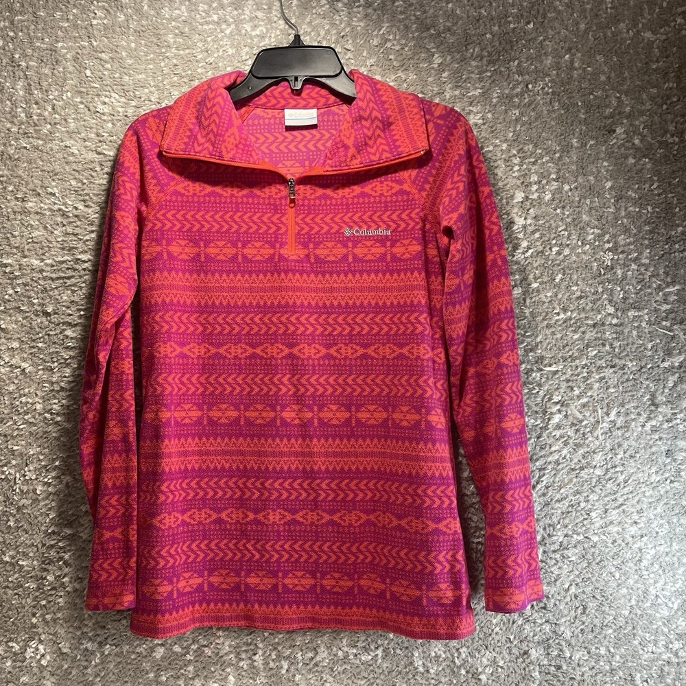 Columbia Geometric Aztec Fair Isle Fleece Pullover Sweater S Preppy Outdoor